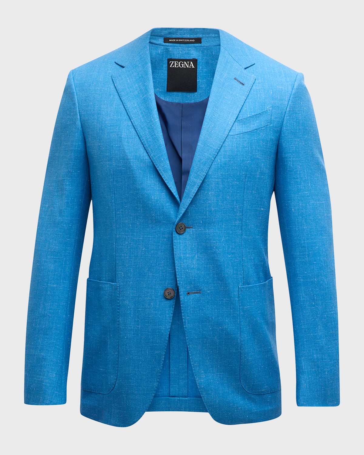 Zegna Men's Solid Cashmere-linen Blazer In Bright Blue