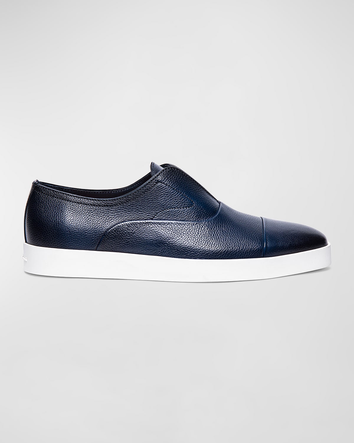 Shop Santoni Men's Money Laceless Leather Slip-on Sneakers In Blue