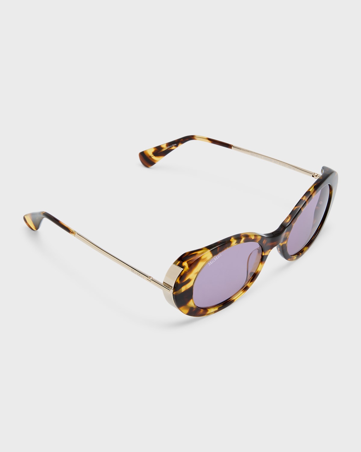 Max Mara Malibu10 Acetate & Metal Round Sunglasses In Shiny Camel Havan
