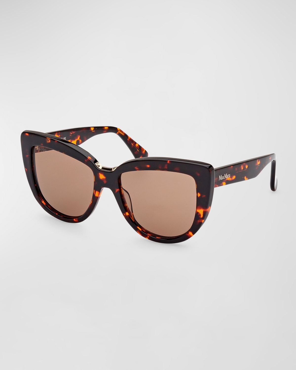 Shop Max Mara Spark2 Acetate Cat-eye Sunglasses In Shiny Dark Havana
