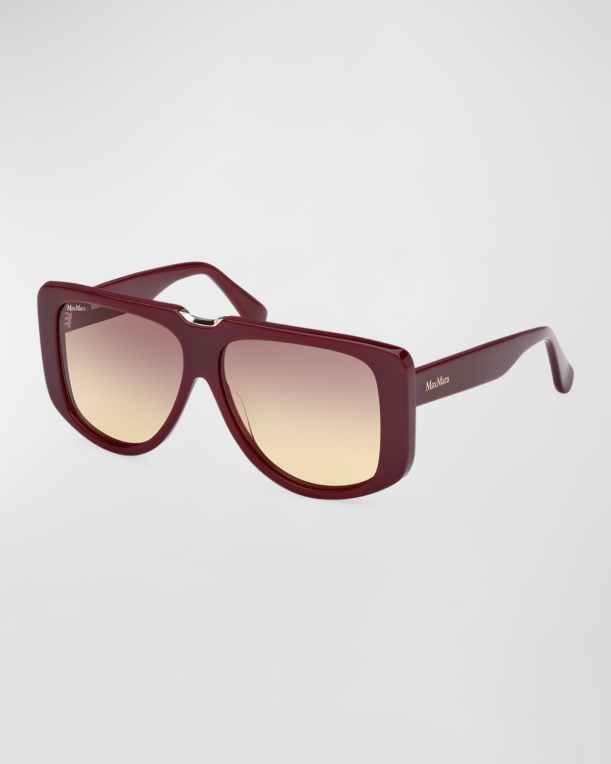 Shop Max Mara Spark1 Acetate Aviator Sunglasses In Shiny Bordeaux