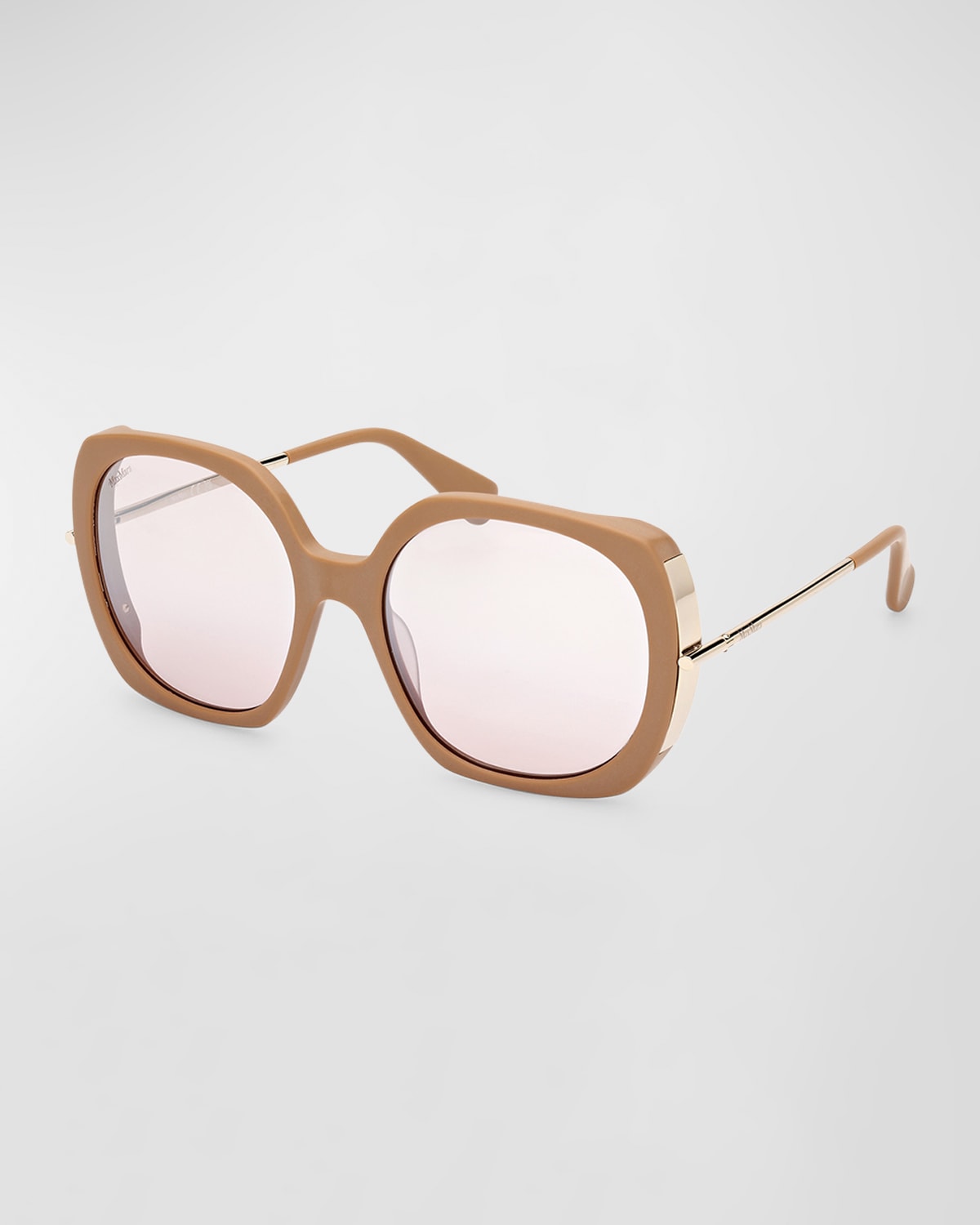 Max Mara Light Brown Butterfly Acetate Sunglasses, 58mm In Matte Camel Shiny