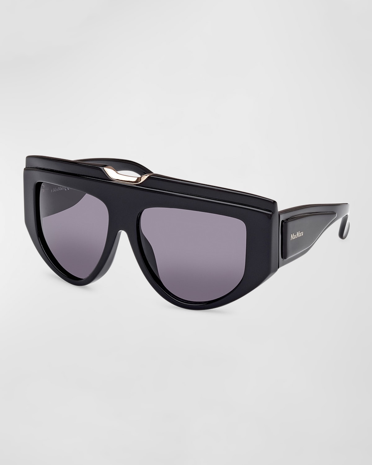 Shop Max Mara Orsola Acetate Aviator Sunglasses In Shiny Black
