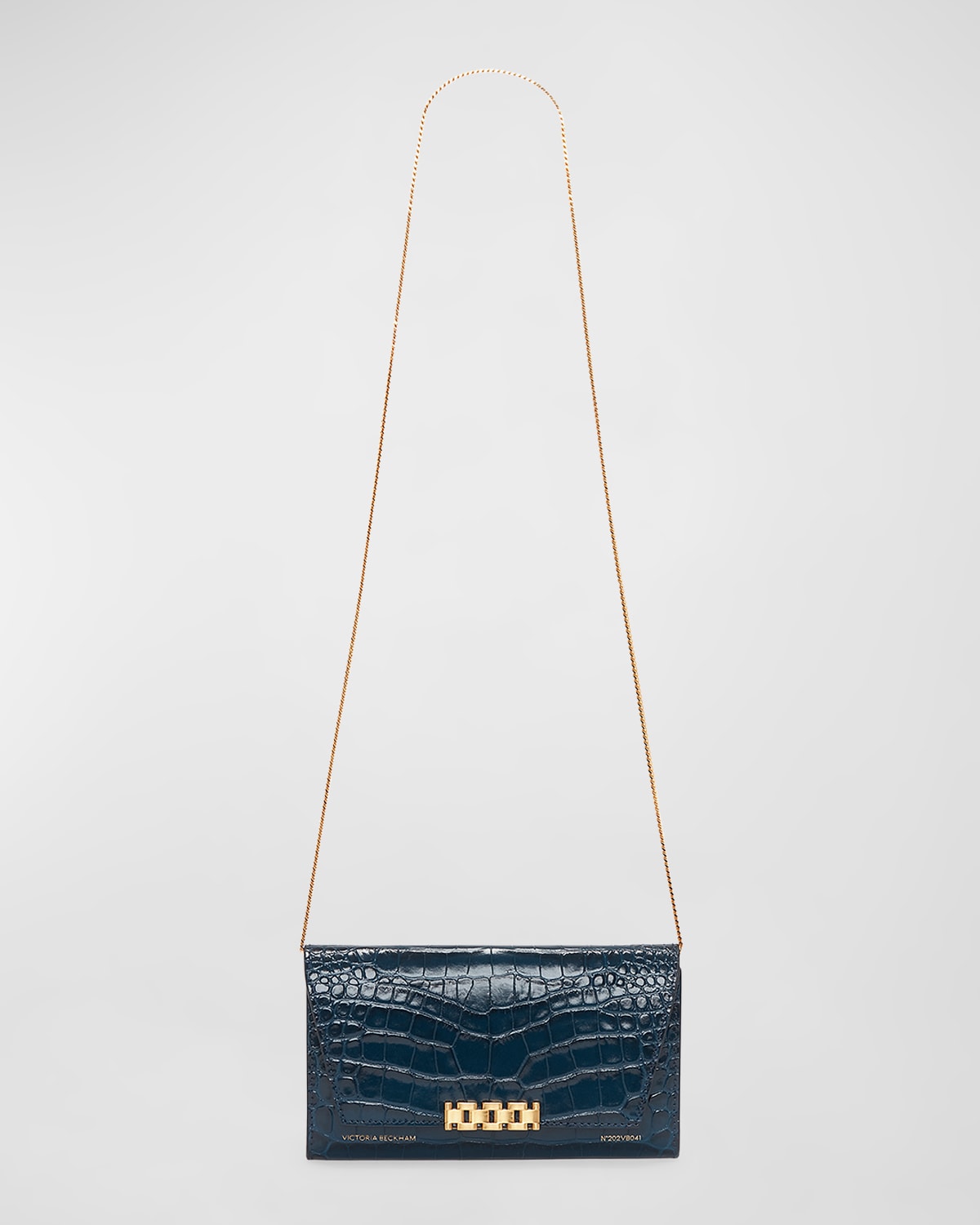 VICTORIA BECKHAM CROC-EMBOSSED WALLET ON CHAIN