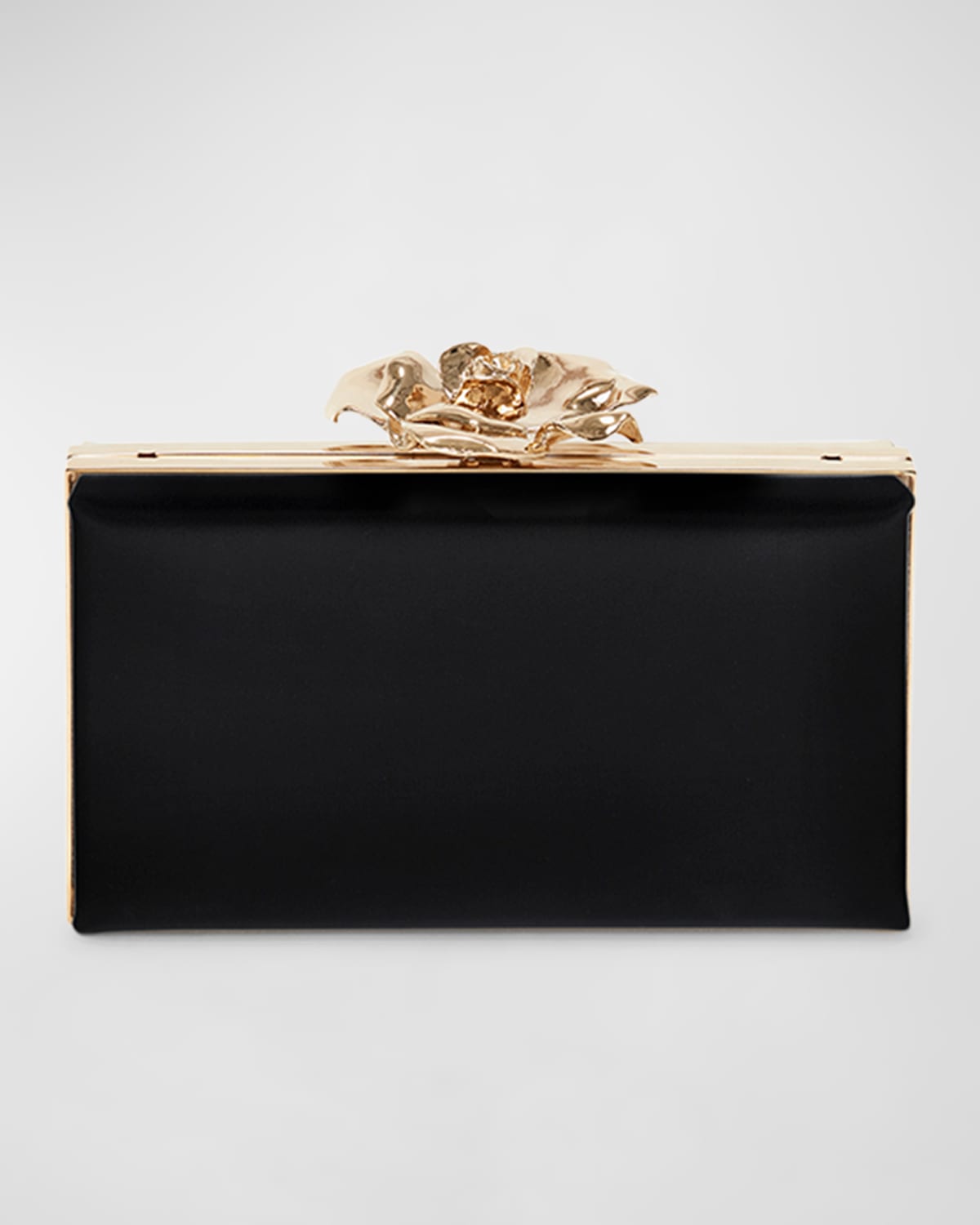 Victoria Beckham Frame Flower Satin Minaudiere In Black