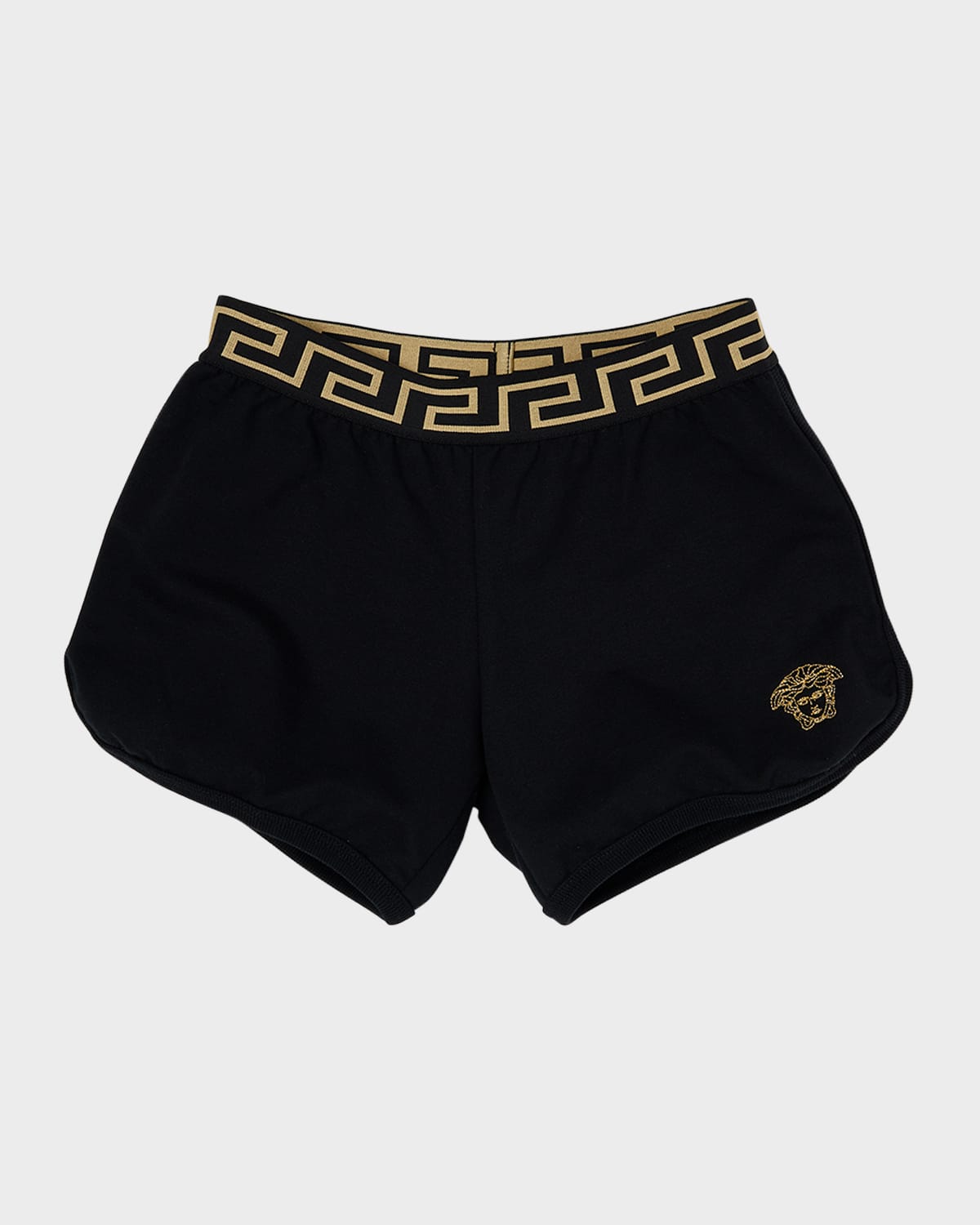 Shop Versace Medusa Embroidery Fleece Shorts In Blackgold