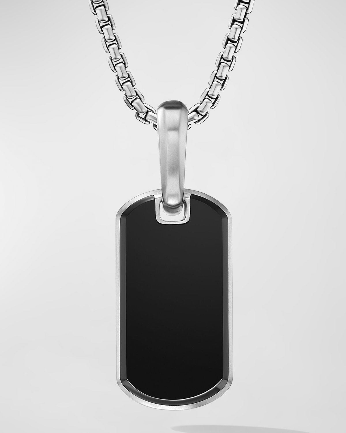 David Yurman Men's Chevron Tag Enhancer With Black Onyx In Silver, 21mm