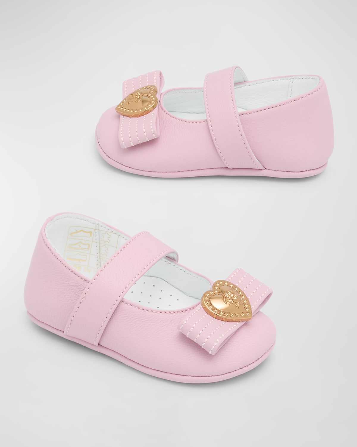 Shop Versace Girl's Lamb's Leather Prewalkers, Newborn-12m In Pale Pink