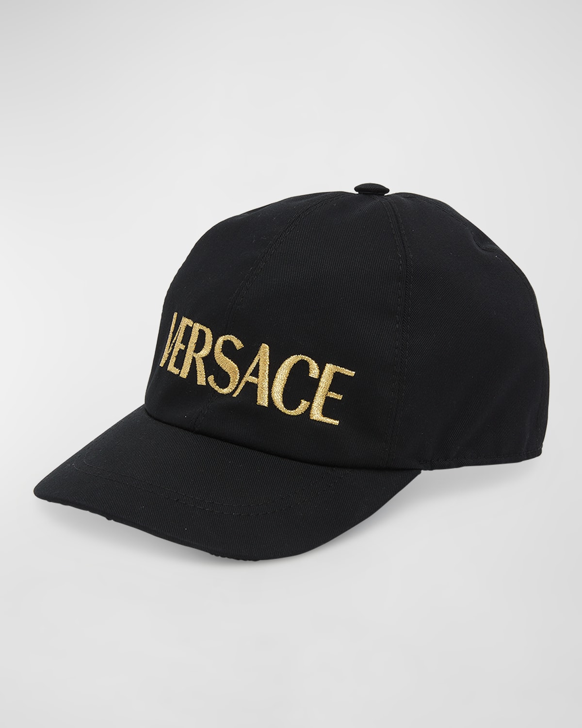 Shop Versace Kid's Drill Embroidered Logo Baseball Cap In Blackgold