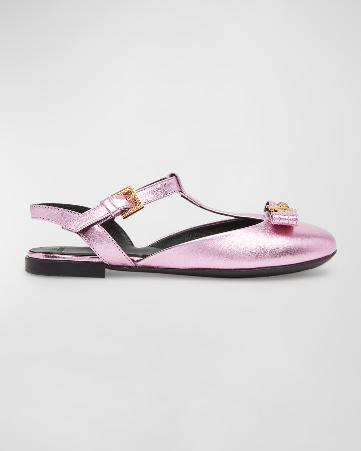 Girl's Laminated Leather Slingback Ballerina Flats, Kid