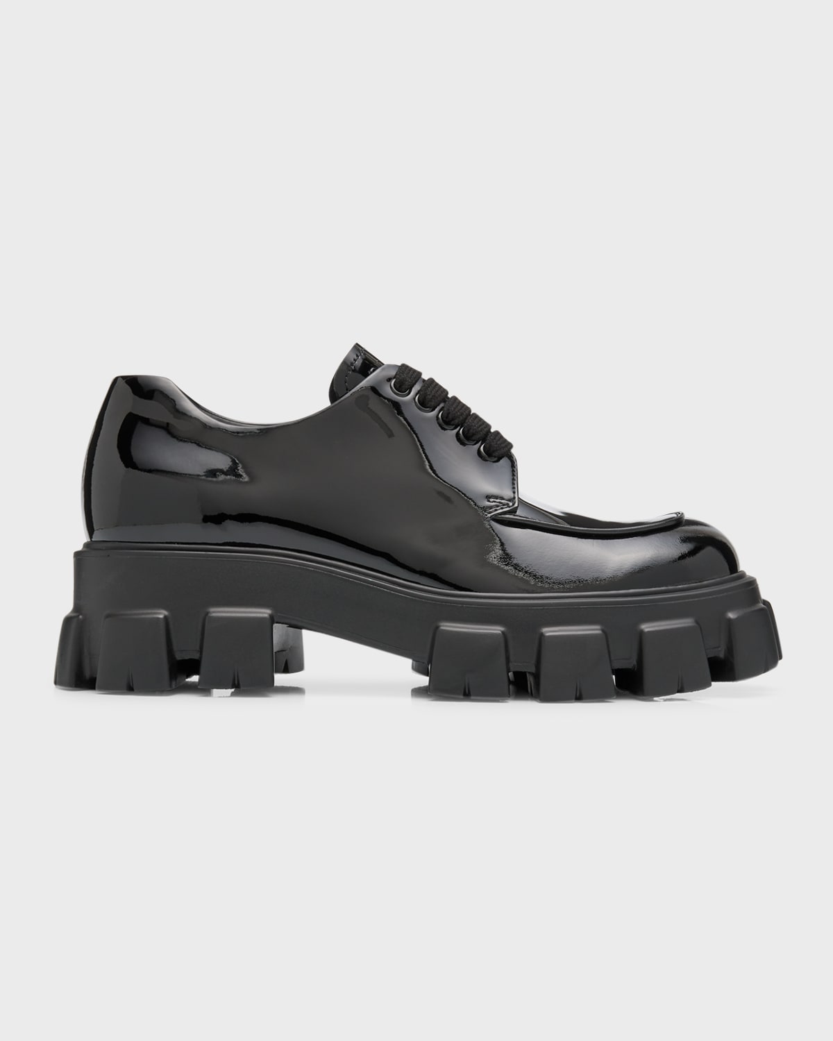 Men's Monolith Patent Lug-Sole Derby Shoes
