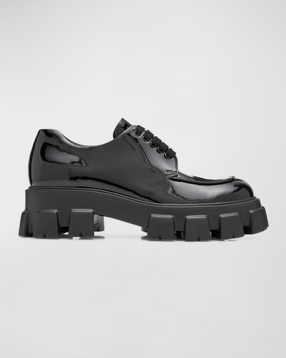 Men's Monolith Patent Lug-Sole Derby Shoes