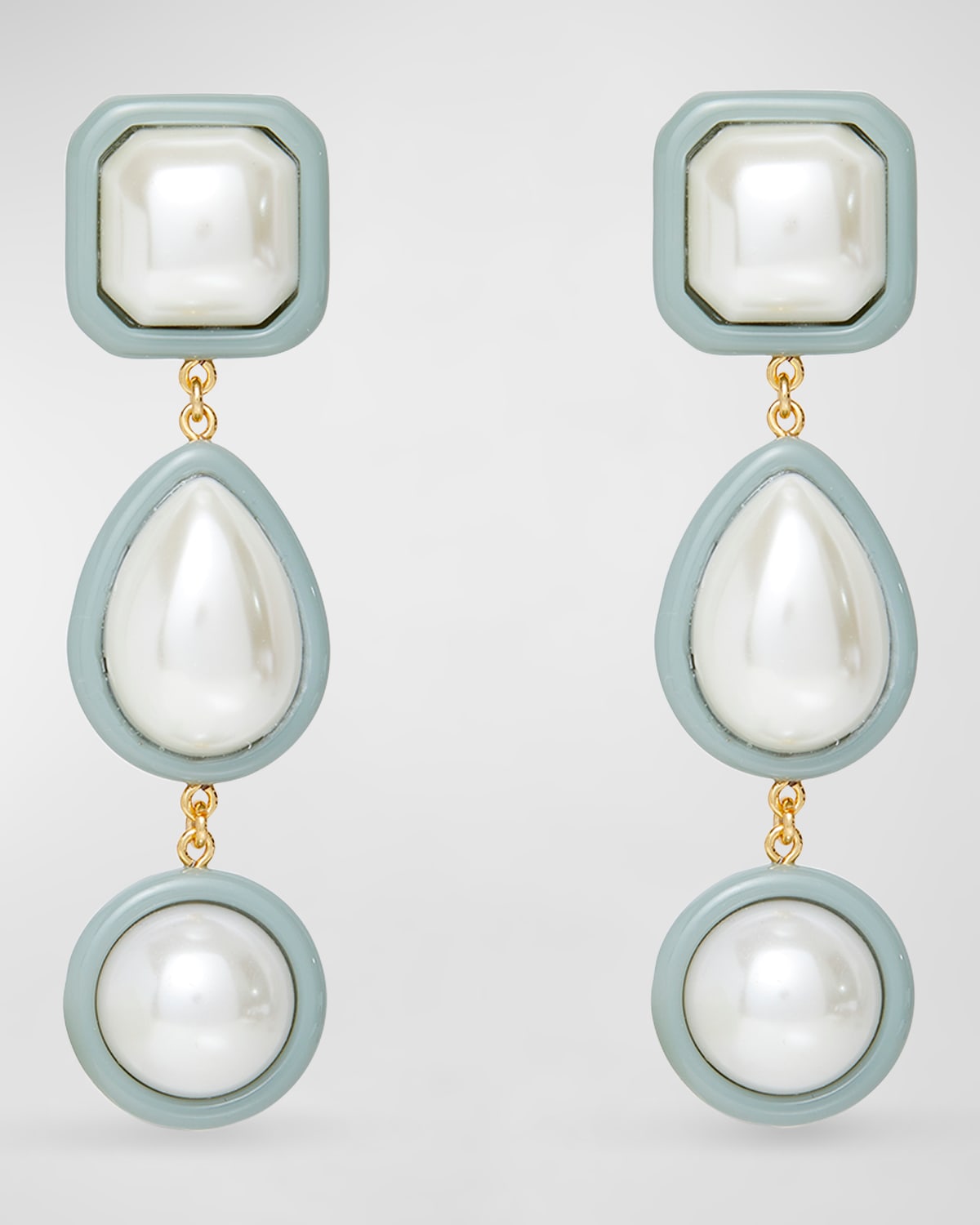 Shop Lele Sadoughi Resin Pearl Linear Earrings In Pearl Fog 100