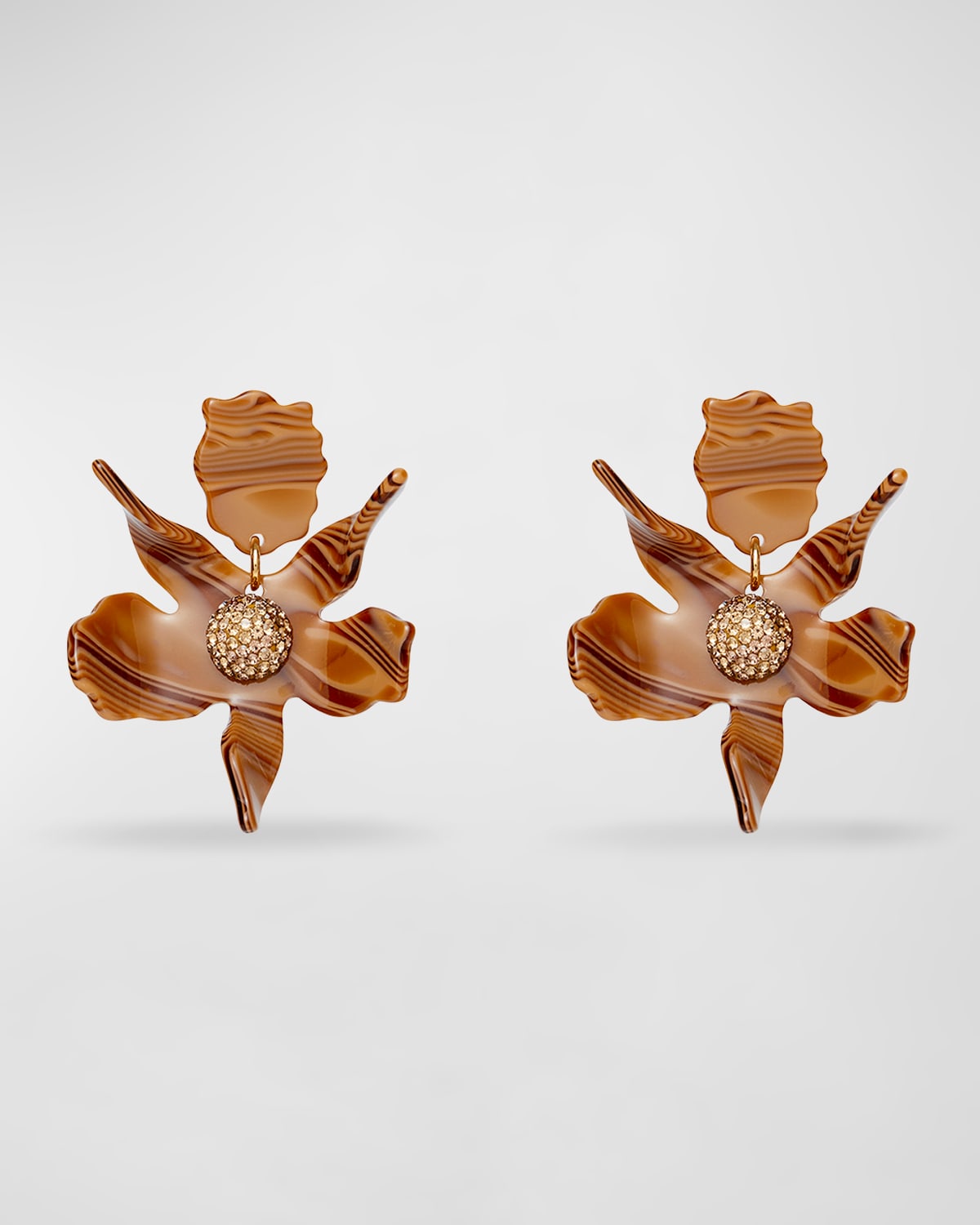 Lele Sadoughi Small Crystal Lily Earrings In Brown