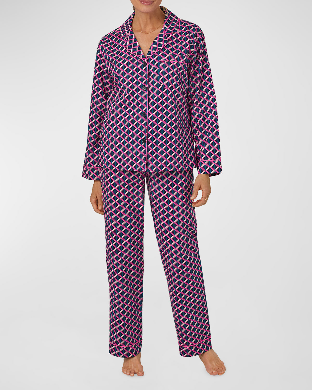 Bedhead Pajamas Geometric-print Cotton Pajama Set In Lattice Geo