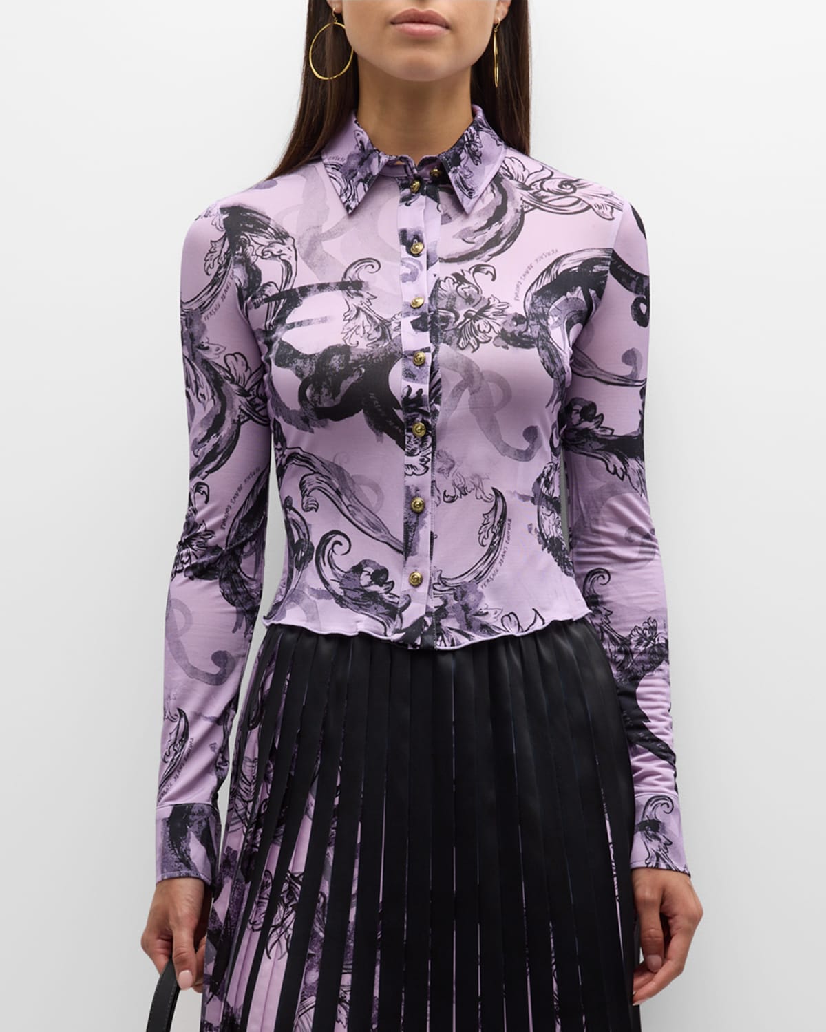 Versace Jeans Couture Watercolor Couture Shirt In Viola