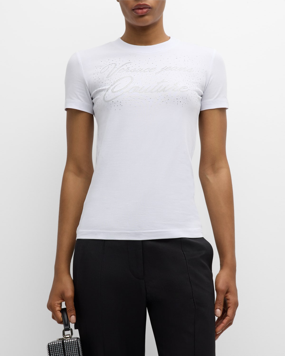 Versace Jeans Couture Embellished Logo T-shirt In White