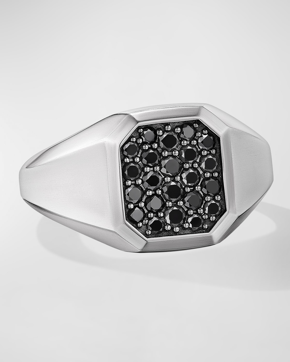 Men's Streamline Signet Ring with Diamonds in Silver, 14mm