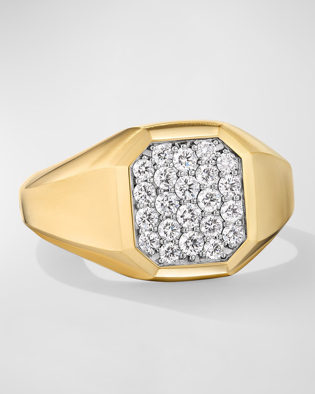 Shop David Yurman Men's Streamline Signet Ring With Diamonds In 18k Gold, 14mm