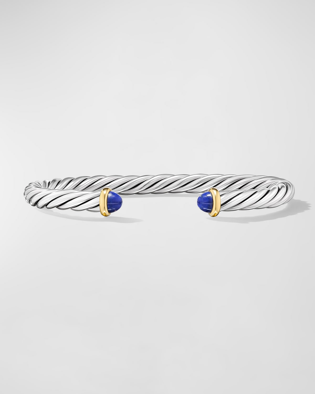 David Yurman Men's Cable Flex Cuff Bracelet with Gemstone and 14K Gold in Silver, 6mm