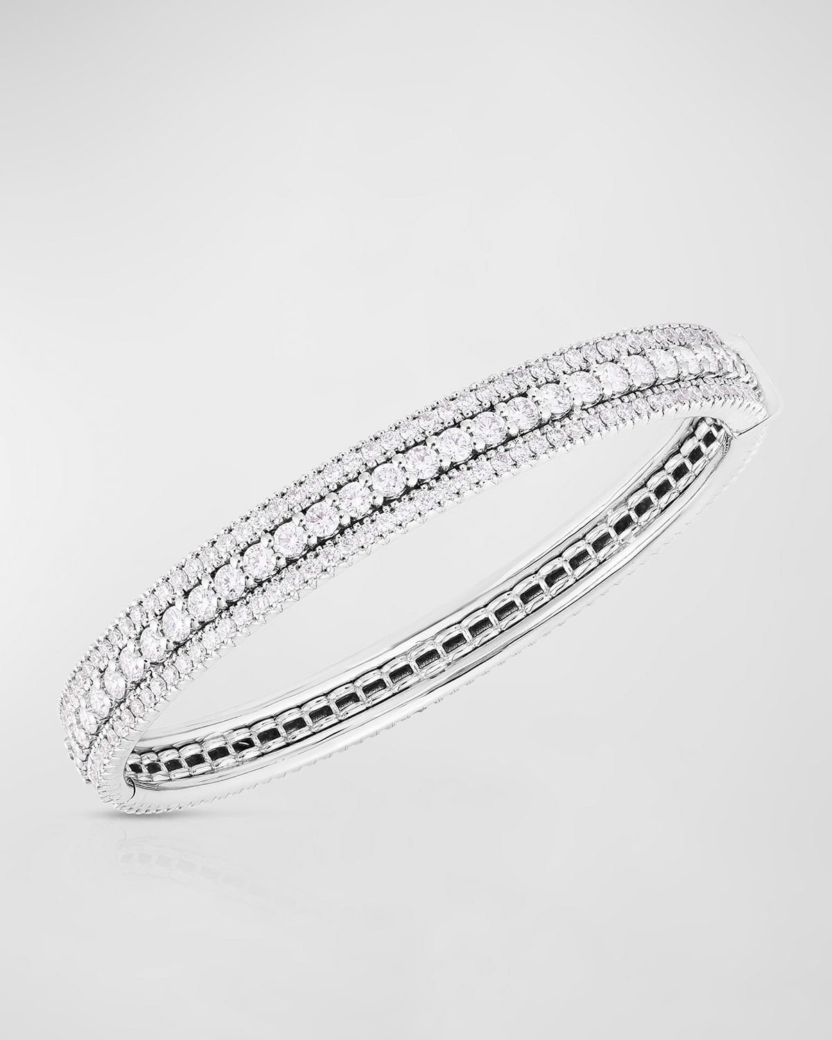 18K Gold Siena 3 Row Diamond Bangle, 47x57mm