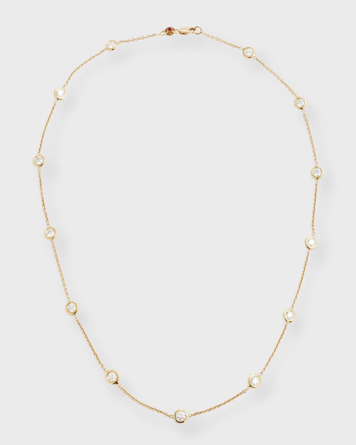 18K Yellow Gold Diamond 13 Station Necklace