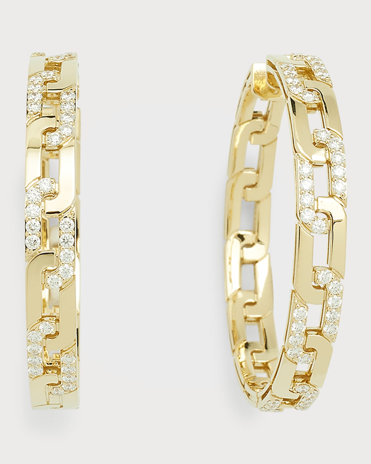 18K Yellow Gold Diamond Navarra Hoop Earrings, 35mm