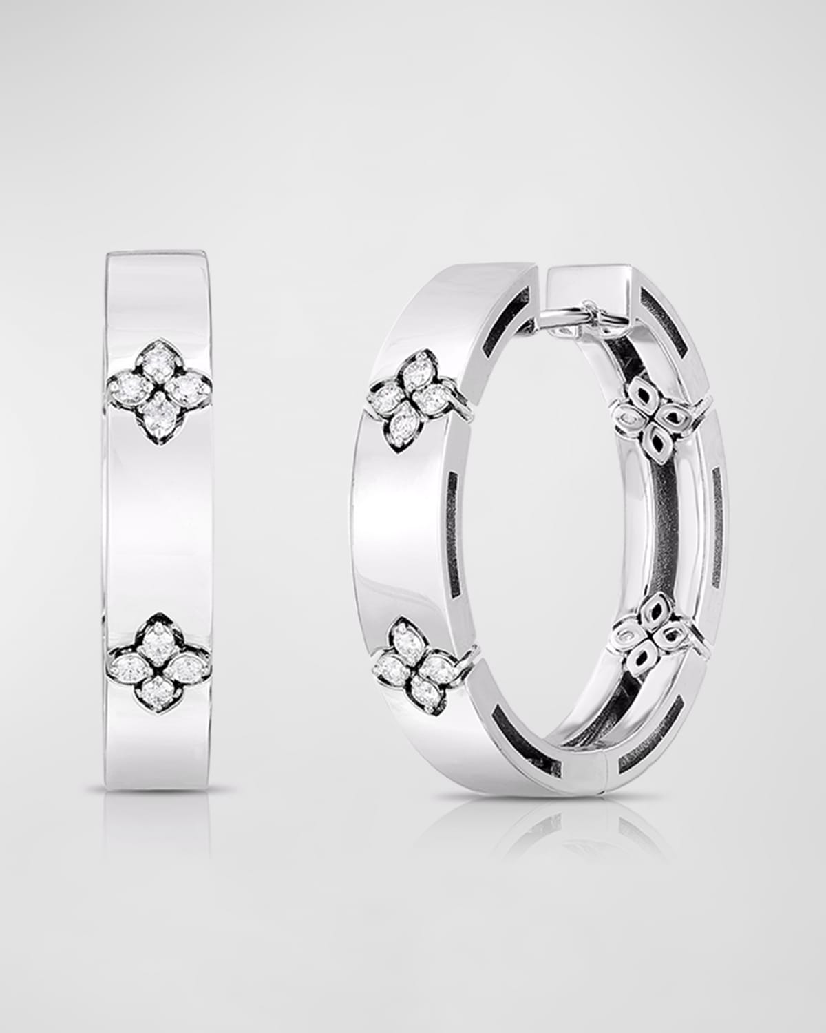 Love in Verona 18k White Gold Diamond Huggie Earrings, 20mm