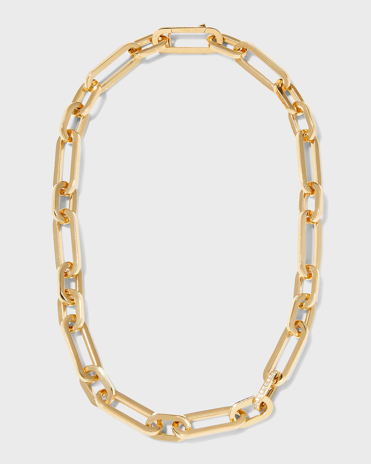 18K Yellow Gold Diamond Heavy Gauge Paperclip Necklace