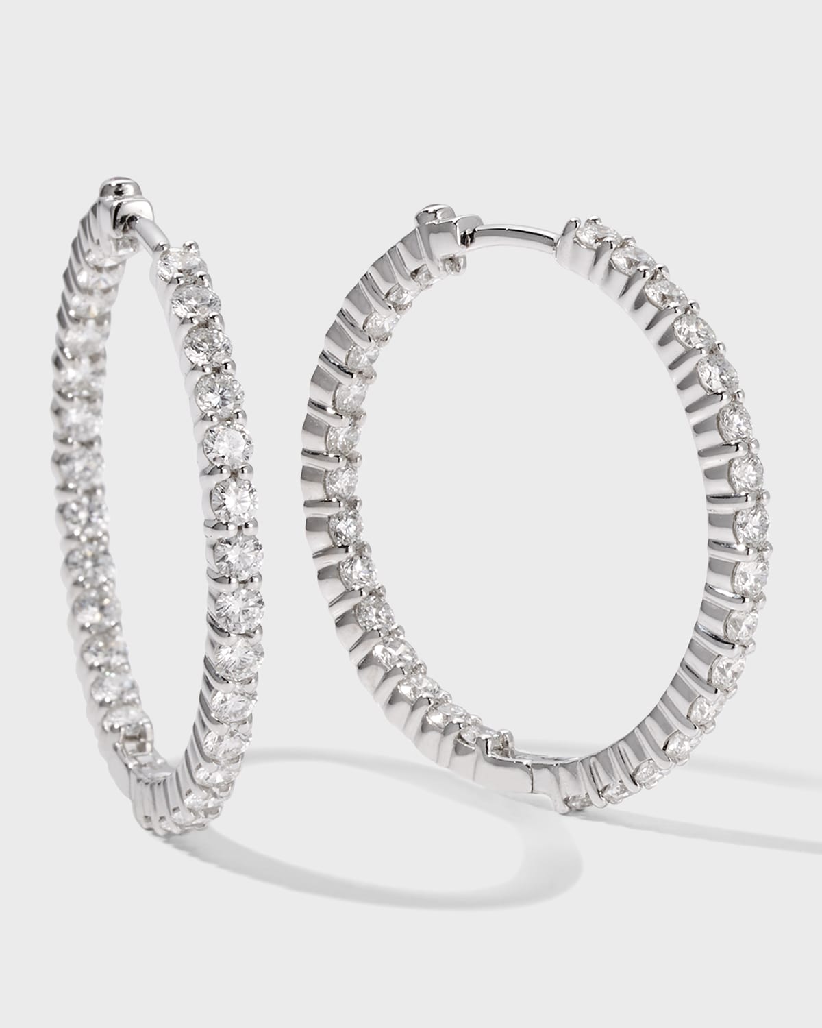 18K Gold Diamond Hoop Earrings, 30mm, 2.84tcw