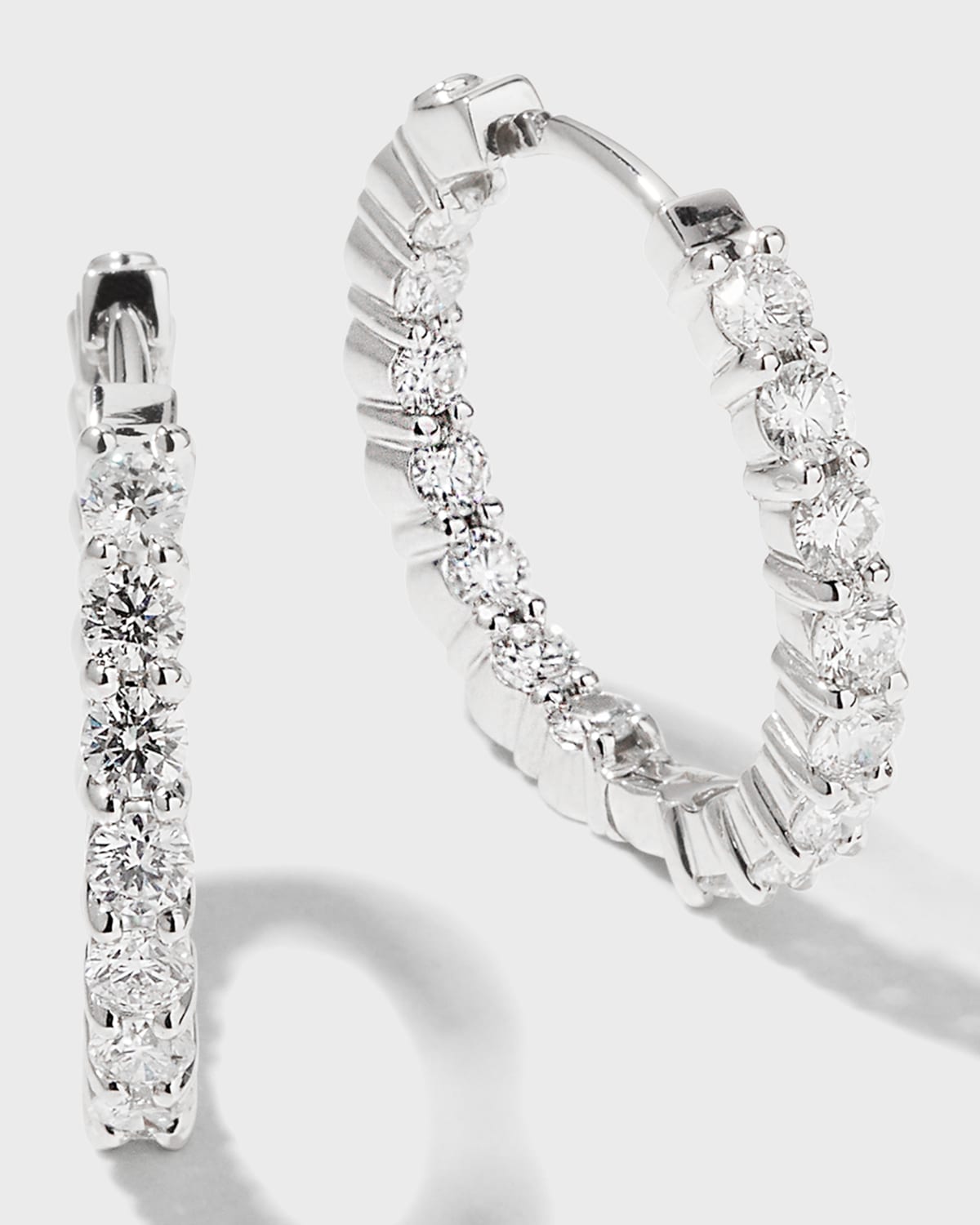 Roberto Coin 23mm White Gold Diamond Hoop Earrings, 2.35ct