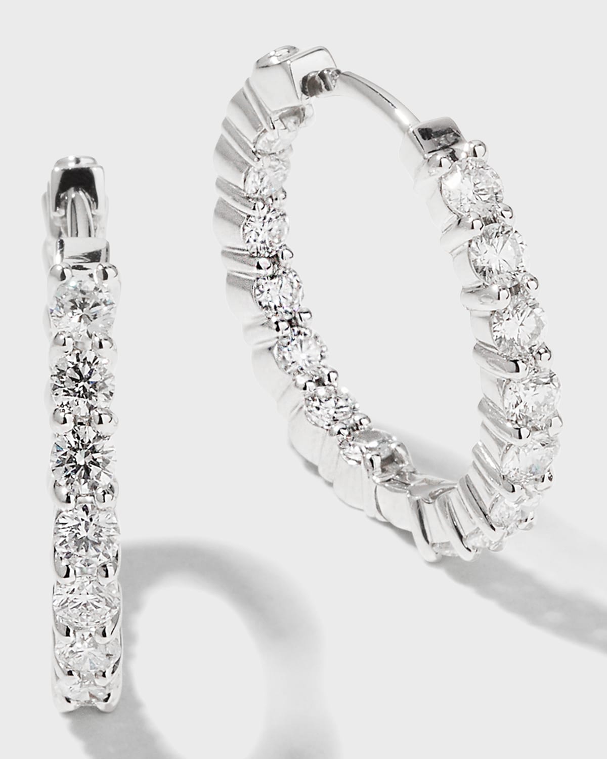 23mm White Gold Diamond Hoop Earrings, 2.35ct