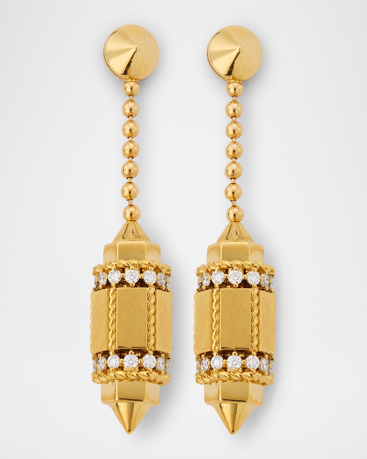 Roberto Coin 18K Yellow Gold Diamond Stacked Dangle Earrings