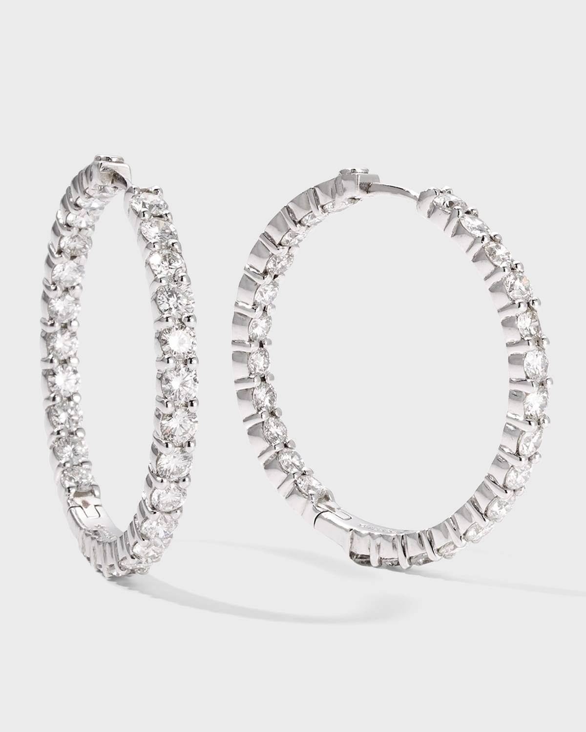 Roberto Coin 18K White Gold Diamond Hoop Earrings, 35mm, 5.55tcw