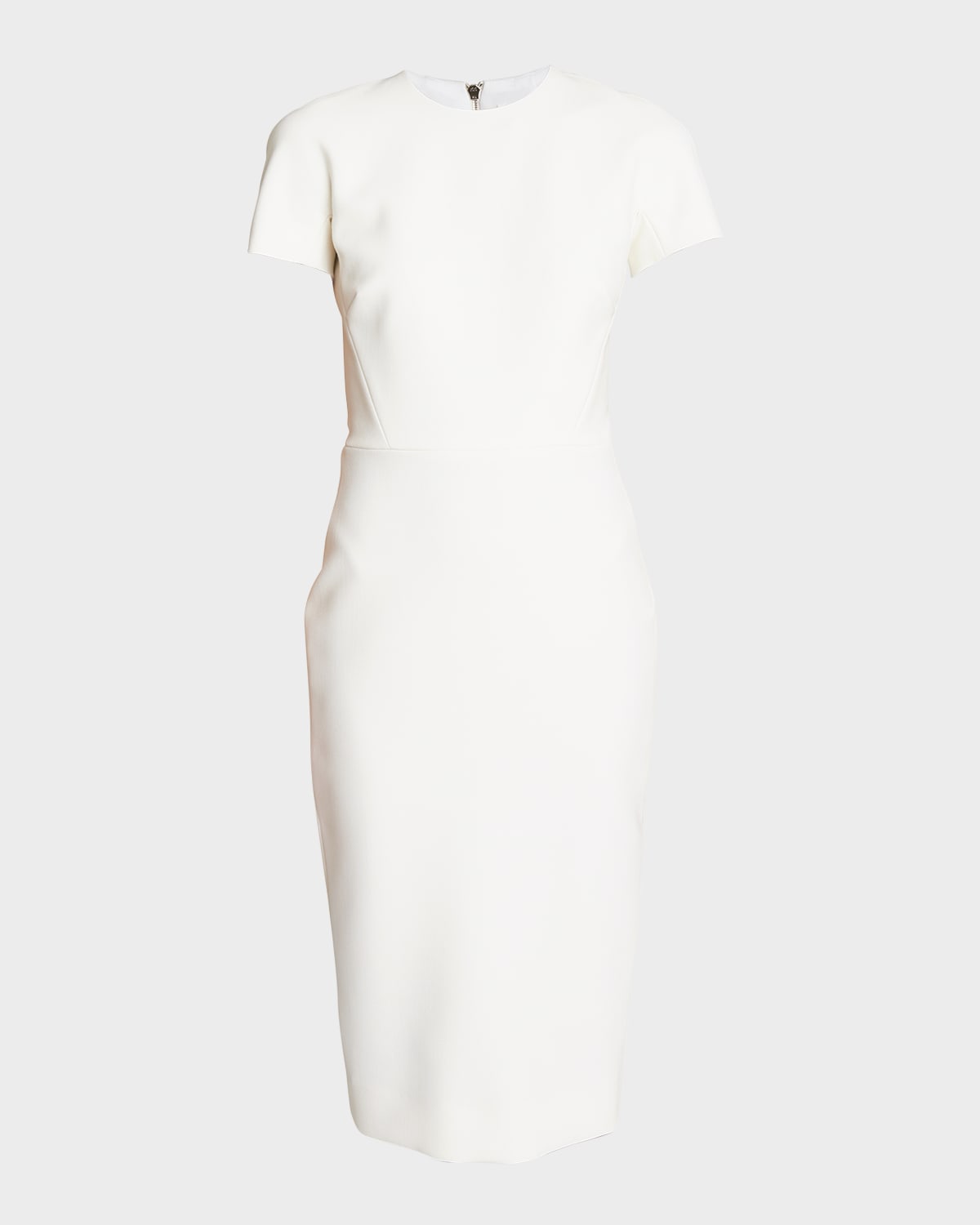 Victoria Beckham Fitted Double Crepe T-shirt Dress In Ivory