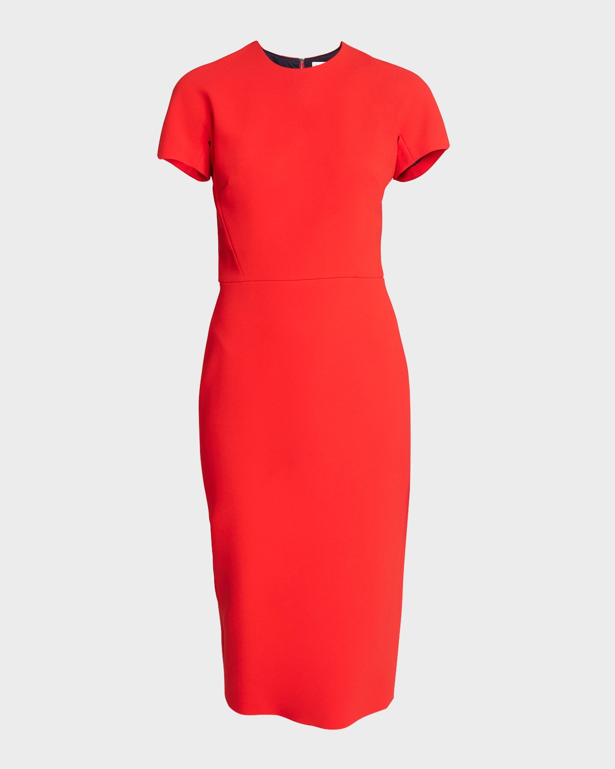 Victoria Beckham T-shirt Fitted Midi Dress With Back Zipper In Bright Red