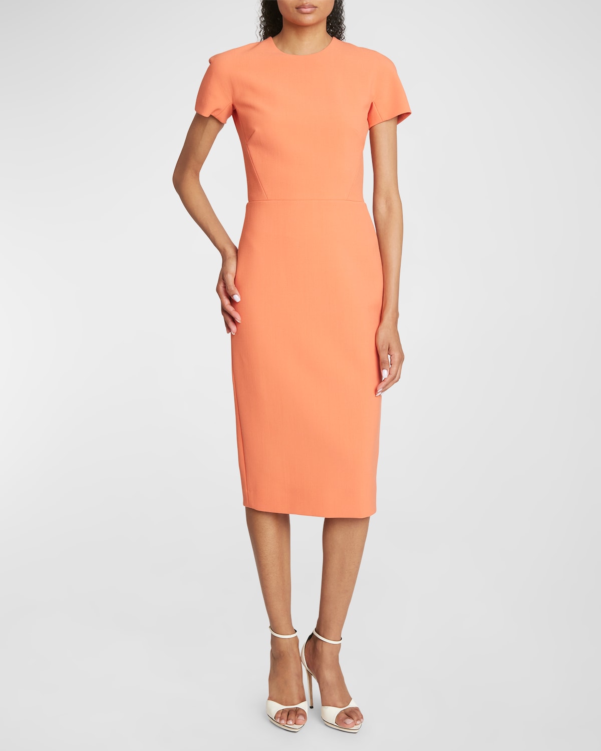 Shop Victoria Beckham Fitted T-shirt Sheath Dress In Papaya