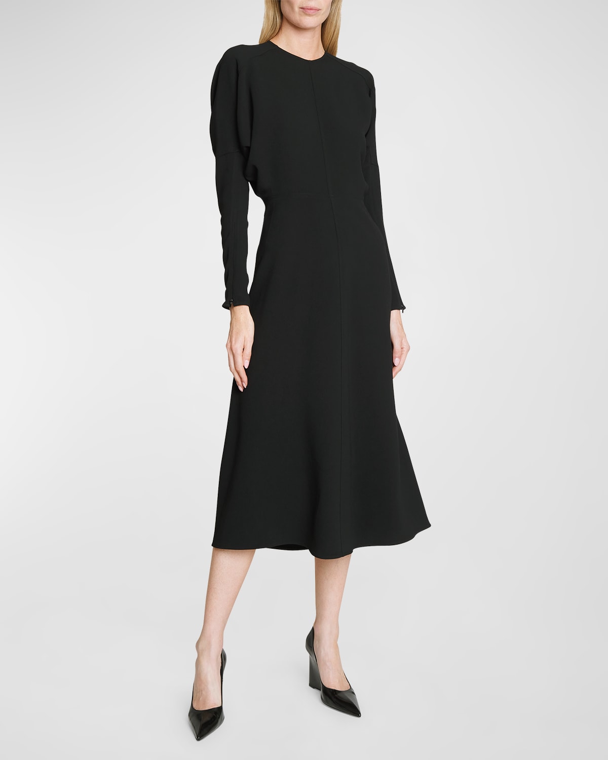 Shop Victoria Beckham Dolman Sleeve Midi Dress In Black