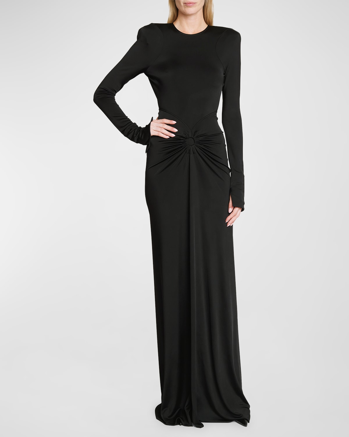 Victoria Beckham Open Back Gown With Gathered Circle Detail In Black