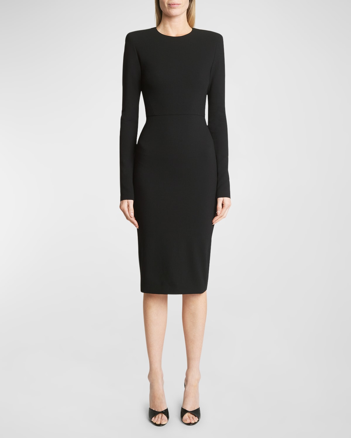 Shop Victoria Beckham Sheath Wool Midi Dress In Black