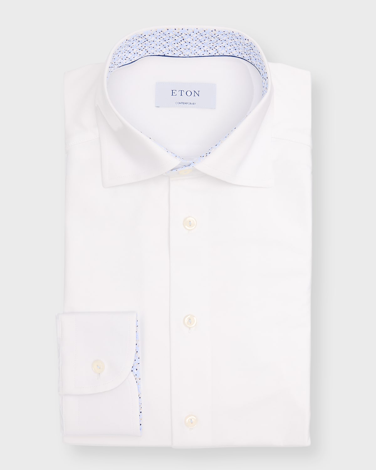 Shop Eton Men's Slim Fit Floral Detailed Four-way Stretch Shirt In White