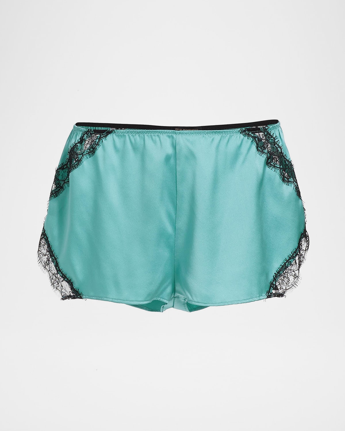 Kiki De Montparnasse Lace-trim Silk Shorts In Blue