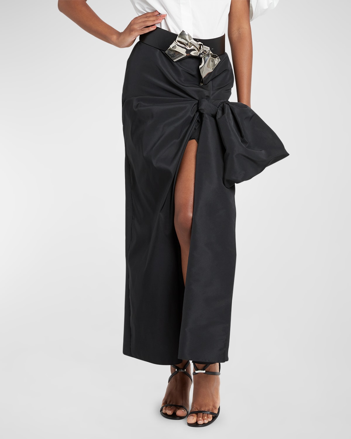 Shop Alexander Mcqueen Pencil Midi Skirt With Bow Detail In Black
