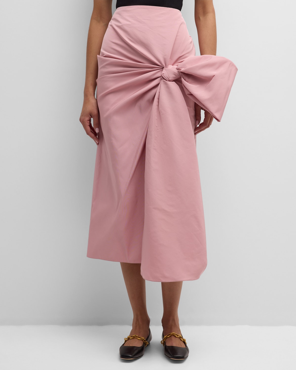 Alexander Mcqueen Pencil Midi Skirt With Bow Detail In Pink