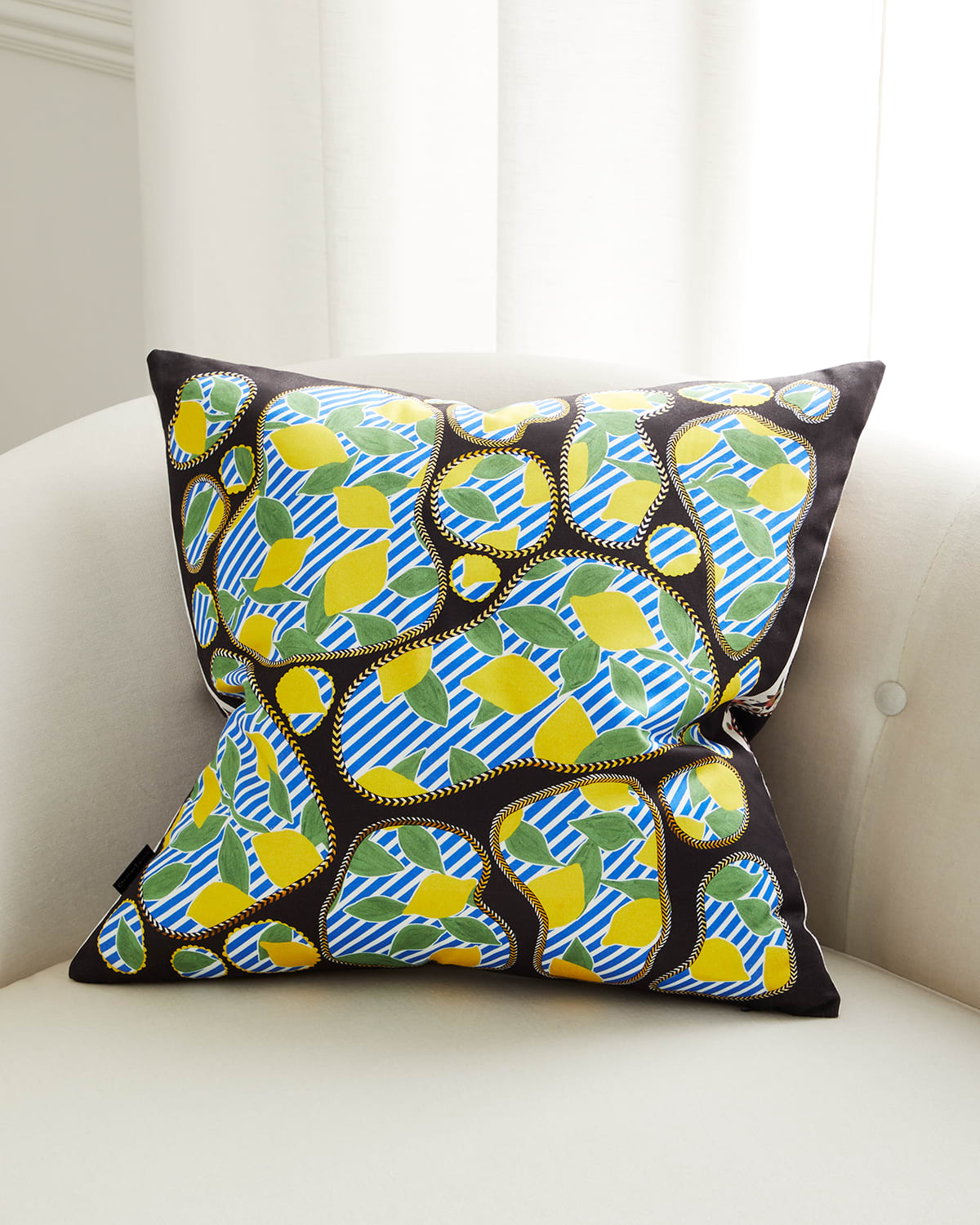 Christian Lacroix Lemon Pebbles Cushion, 20" Square In Blue