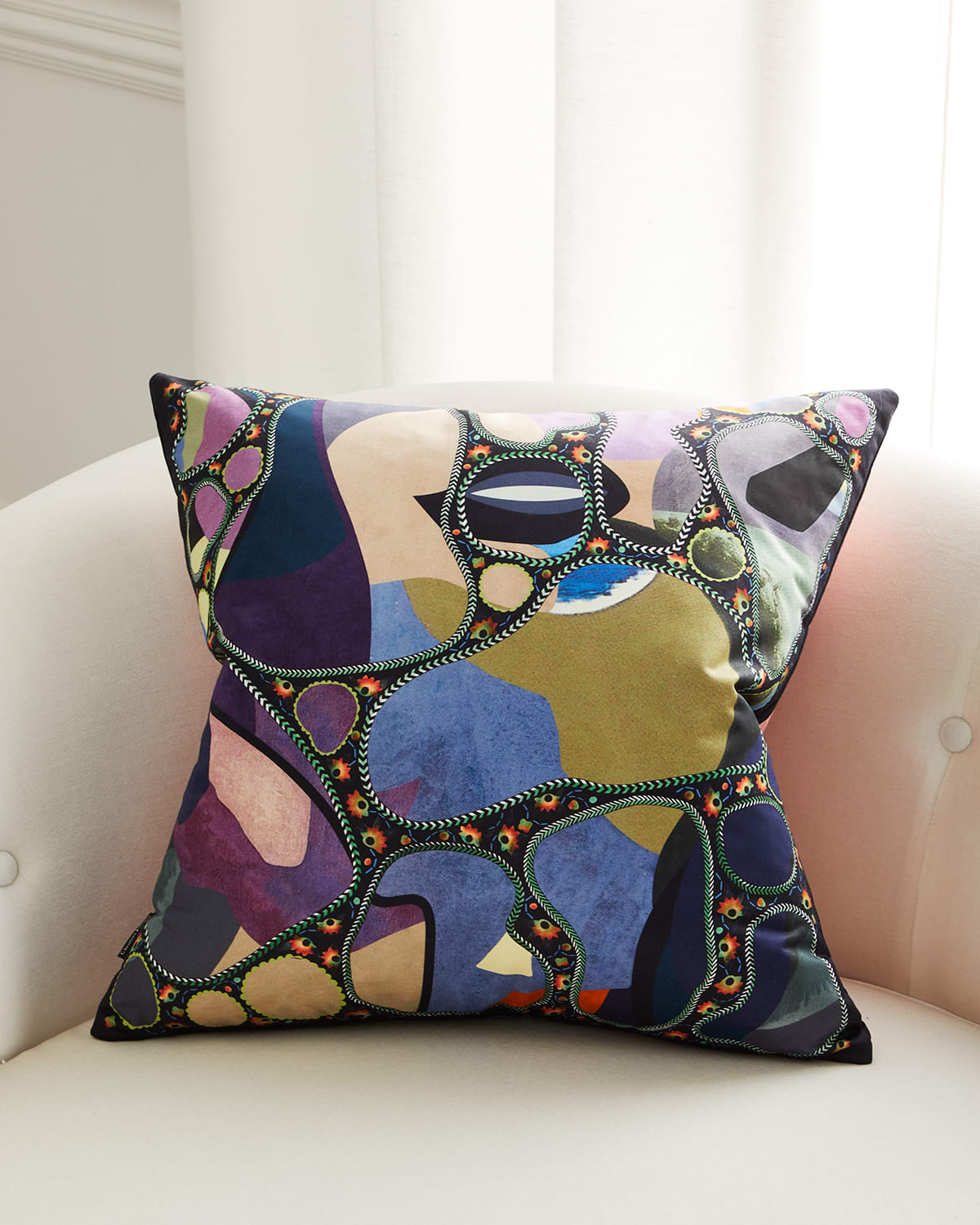 Christian Lacroix Gems Mix Cushion, 20" Square In Blue