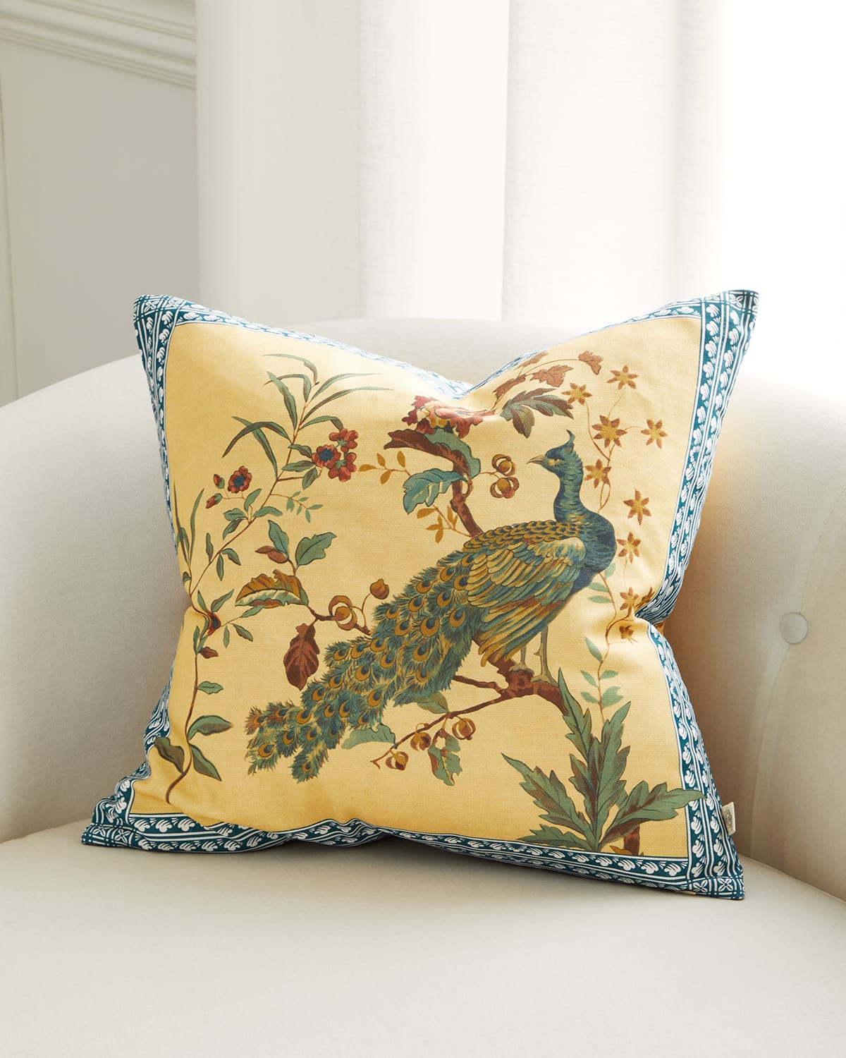 John Derian Peacock Toile Cushion In Multi