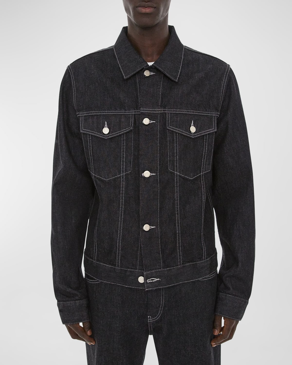 Helmut Lang Black Spread Collar Denim Jacket In Black Rinse