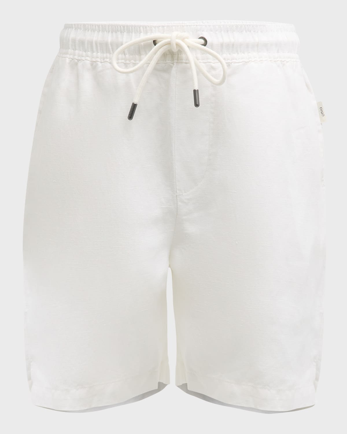 Linen Blend Drawstring Shorts in White