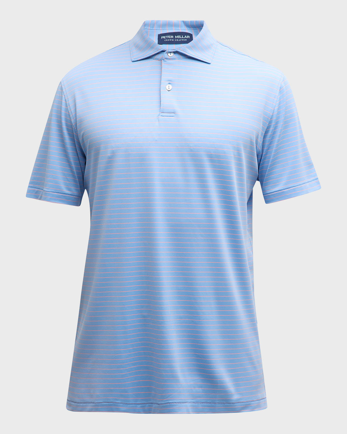 Shop Peter Millar Men's Duet Stripe Performance Jersey Polo Shirt In Tahoe Blue